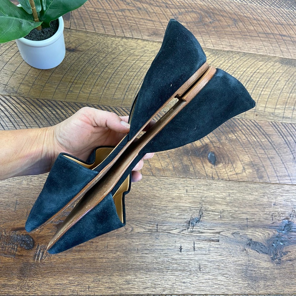 J. CREW 9 Zoe d’Orsay Suede Black Flats pointed toe - Picture 3 of 6